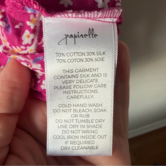 Anthropologie Papinelle Cheri Blossom Full Length Pajama Set Size L Silk Blend - Picture 13 of 16